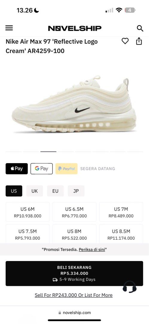 NIKE AIR MAX 97 Reflective rare Fesyen Pria Sepatu Sneakers di Carousell