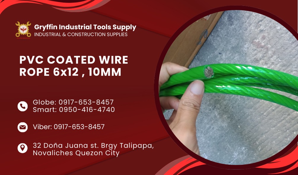 PVC COATED WIRE ROPE 6x12 , 10mm, Commercial & Industrial, Industrial ...