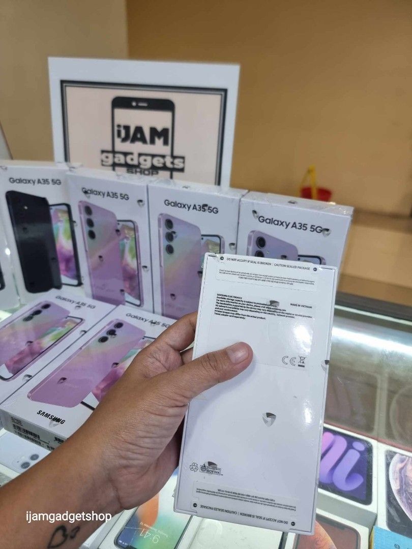 Samsung a35 5g (Category: Samsung) located in Manila. Submitted by ijamgadgetsshop (Listing ID 1323602975, Image 1). Description: samsung a35 5g brandnew sealed 8/128gb smartlocked 📌we do cod in metro manila and near provinces just add sf only 📌can visit in my store at greenhills shopping center 📌we do LBC transaction 📌we accept credit card in store 📌for fast transaction make acall 09291593032/09297180543.
