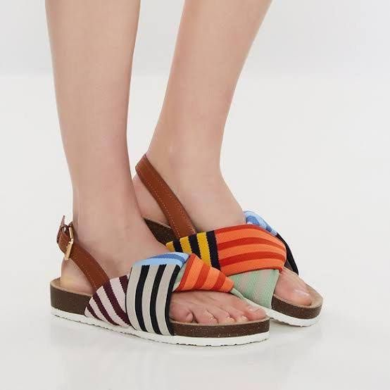 Tory Burch Corey Sandal Authentic, Fesyen Wanita, Sepatu di Carousell