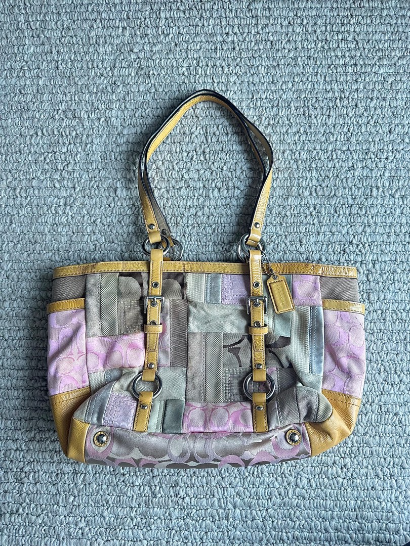 🩰 Vintage Coach Pink Patchwork Tote Bag #F13721 🌼, Women's