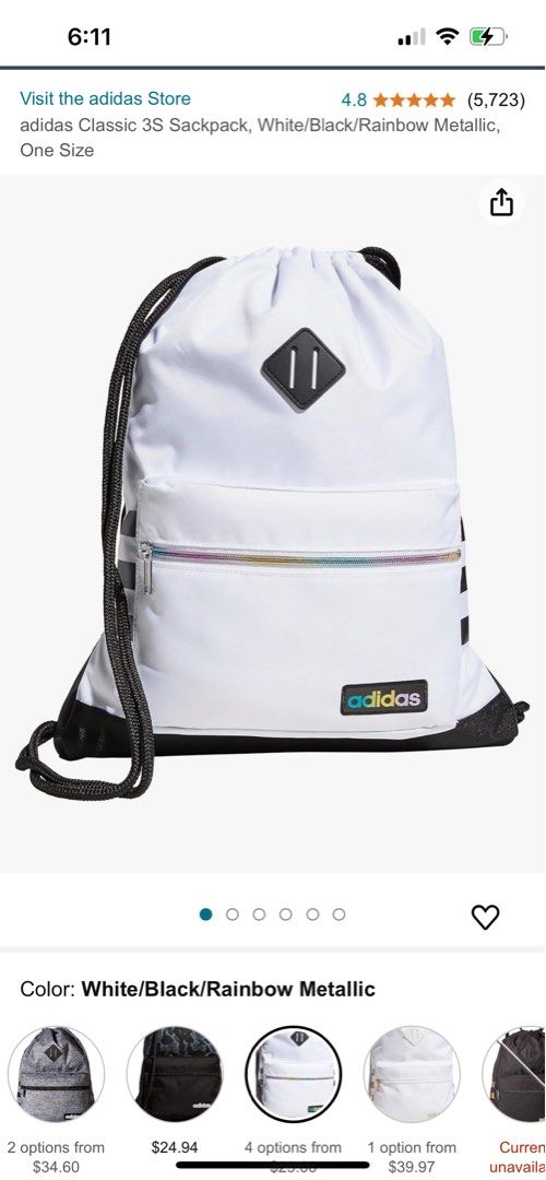 Adidas Classic 3S Sackpack in Rainbow Men s Fashion Bags Backpacks on Carousell