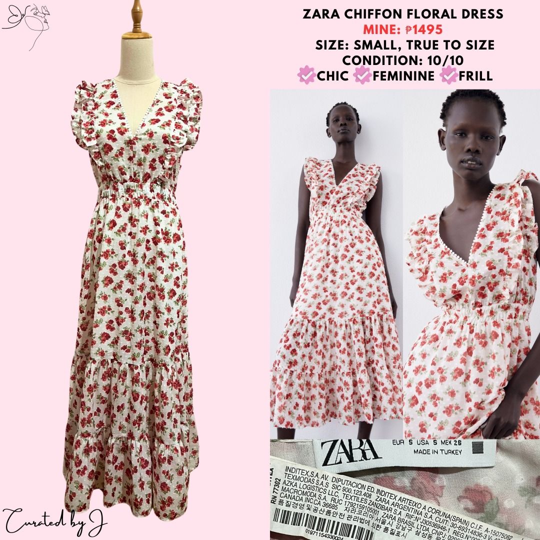 BLOGGER S FAVE ZARA CHIFFON FLORAL DRESS Women s Fashion Dresses Sets Dresses on Carousell