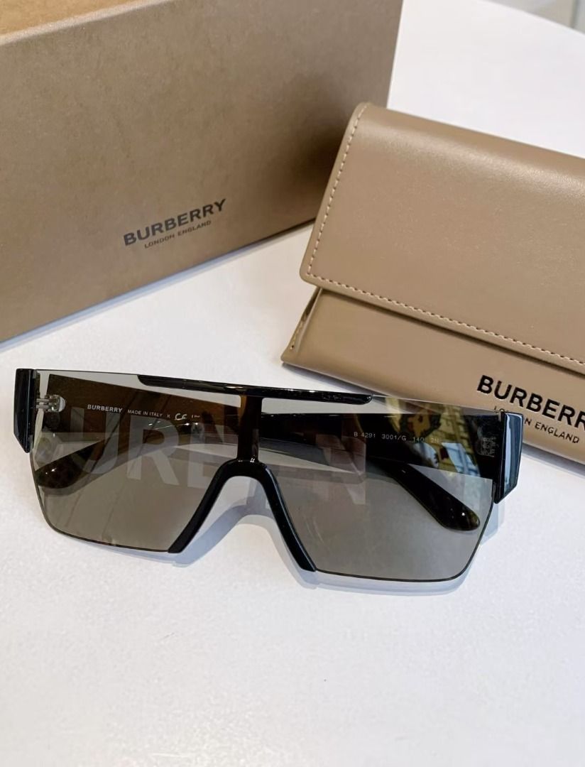 Burberry LOGO full print plate frame square sunglasses men s dark grey Men s Fashion Watches Accessories Sunglasses Eyewear on Carousell