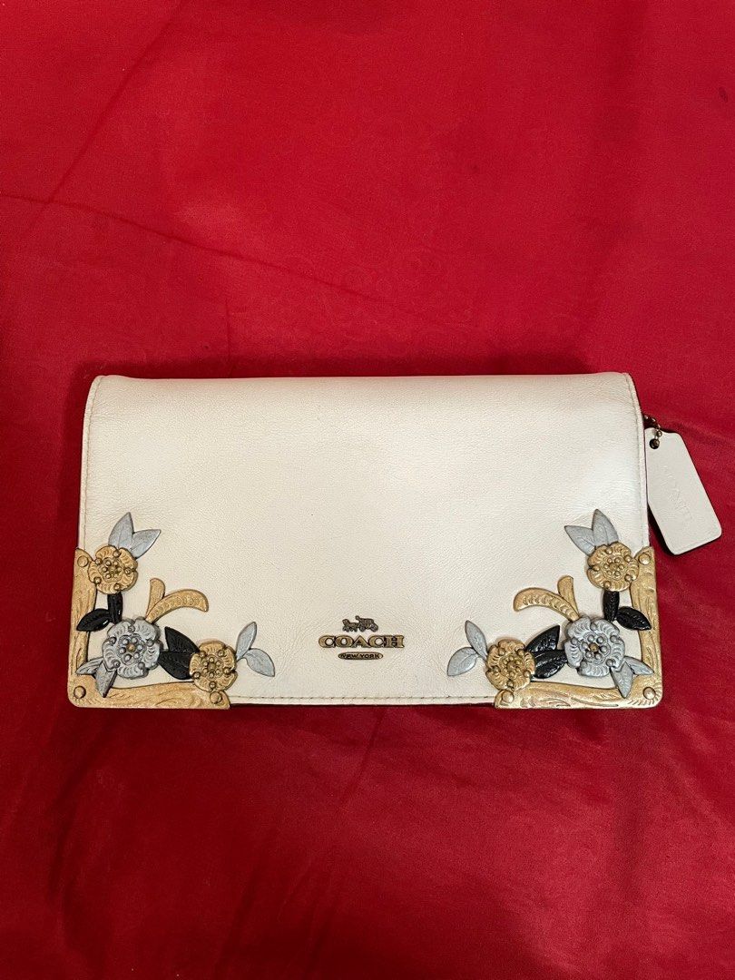 Coach Callie Foldover Chain with Metal Tea Rose Fesyen Wanita Tas Dompet di Carousell