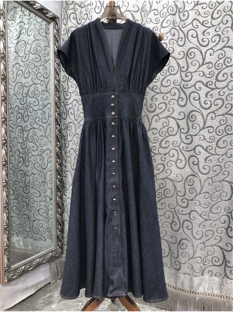white christmas dresses Dior Denim Embellished Dress – weartherunway main image 0