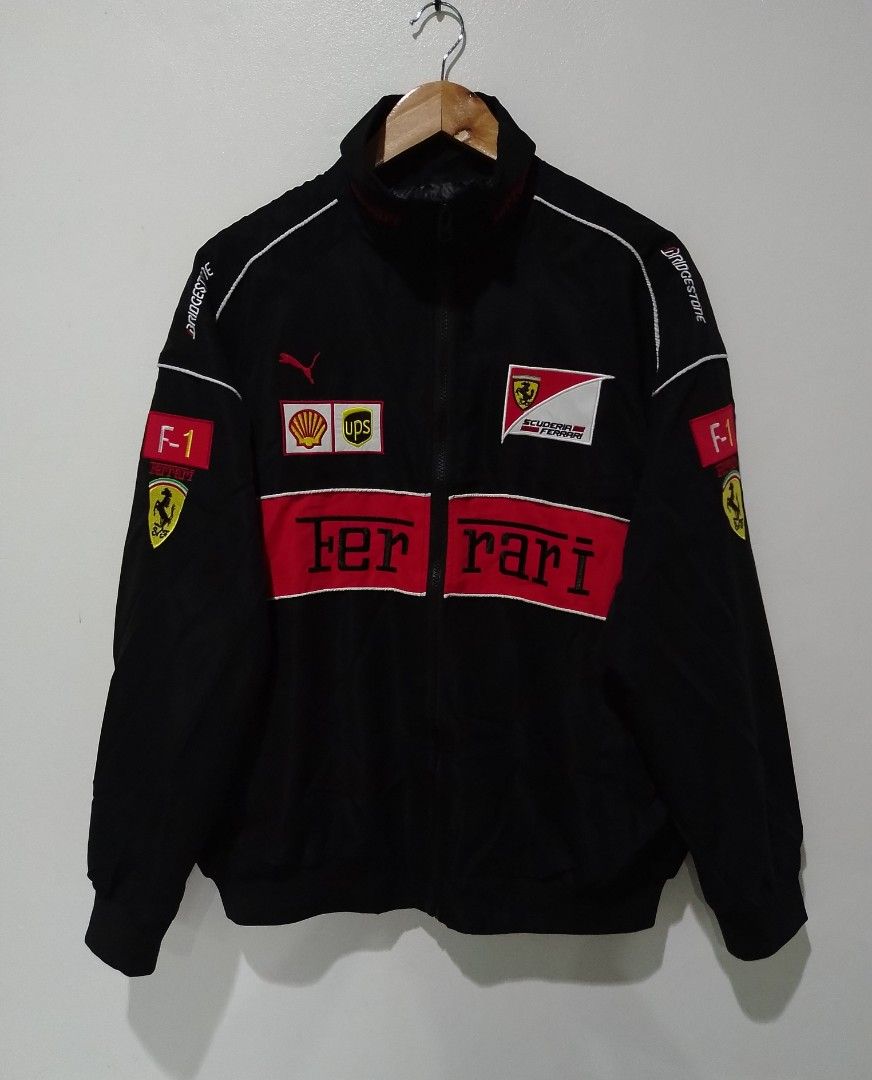 F1 Ferrari Racing Jacket/Windbreaker (Category: Coats, Jackets and Outerwear) located in Manila. Submitted by thriftppings (Listing ID 1328292788, Image 1). Description: Lightweight Ferrari F1 Jacket Condition: stocked Color Rate: 9.8/10 Dimes: 24x28.