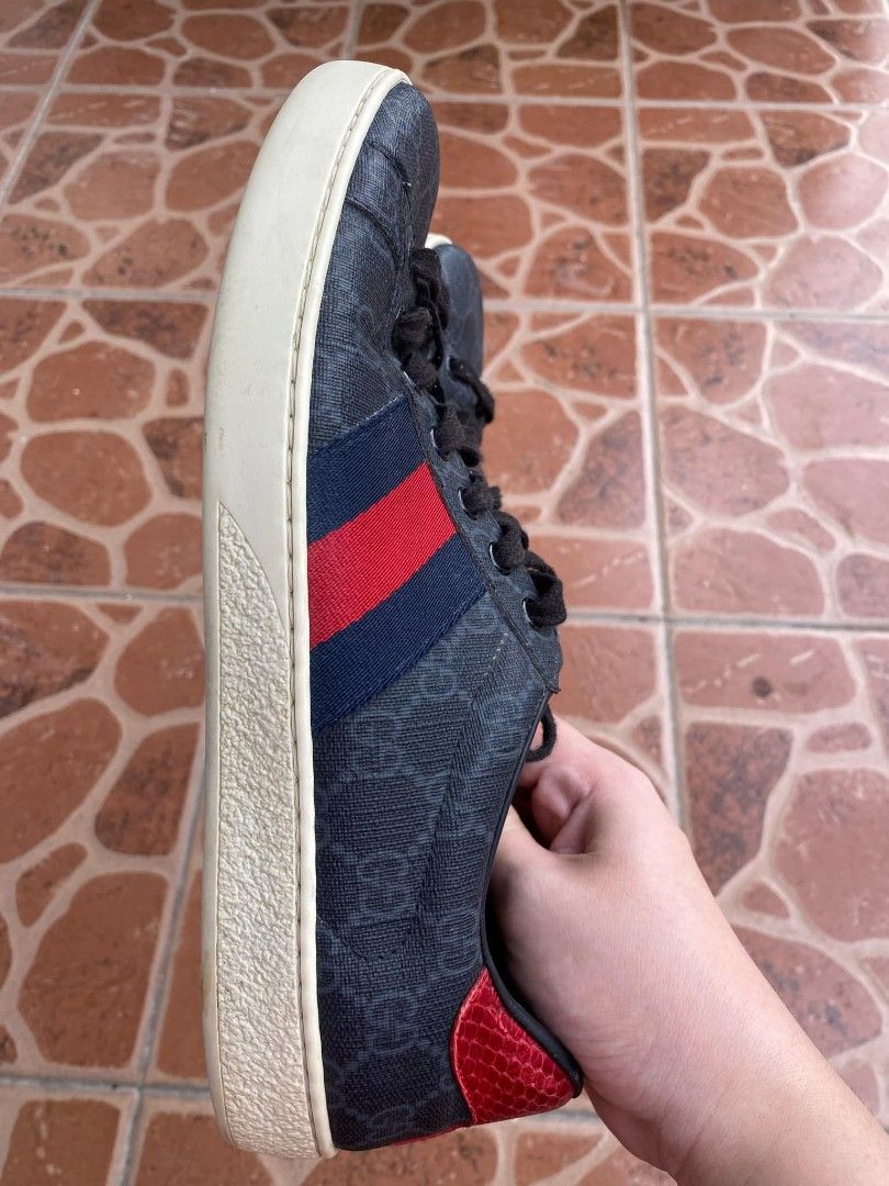 Gucci Black GG Supreme Canvas Ace Low Top Sneakers