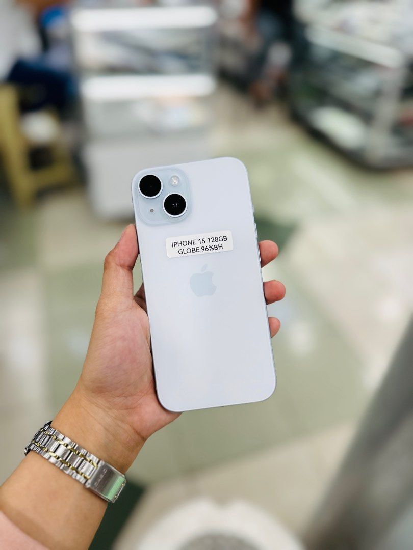 iPhone 15 128gb 96%bh Globelock NTC Approved🇵🇭 (Category: iPhone 15 Series) located in San Juan City. Submitted by ainahgadgetsshop (Listing ID 1328251069, Image 1). Description: FOR SALE | TRADE / SWAP PASS SA MGA SCAMMERS / THIRD PARTY (RFS: Buy and Sell) IPHONE 15 GLOBELOCK ⬇️DETAILS⬇️ •128 GB (Other storage is also available) •Openline (Other Variant is still available but price may vary) •Blue (Other color is also available but price may v