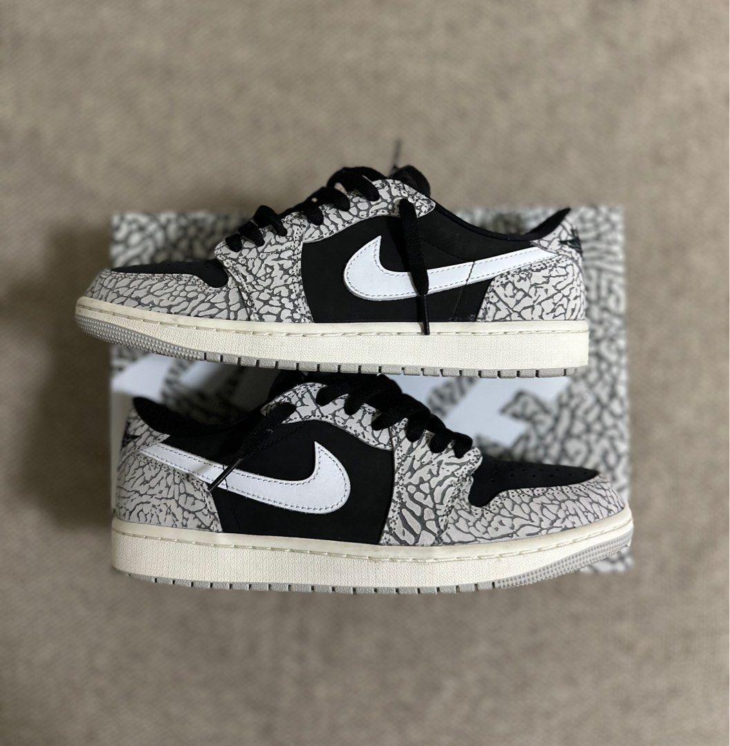 Jordan 1 Low OG Black Cement Men s Fashion Footwear Sneakers on Carousell