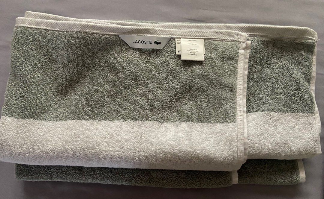Lacoste bath towel (Category: Bath) located in Bacoor. Submitted by scmom (Listing ID 1328285369, Image 3). Description: Bought in US White and gray color.
