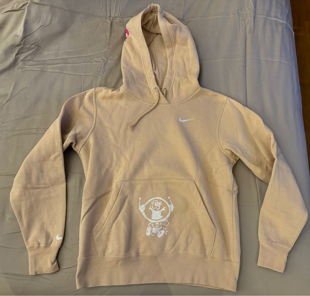 Nike biege nude fleece hoodie with custom print from Japan