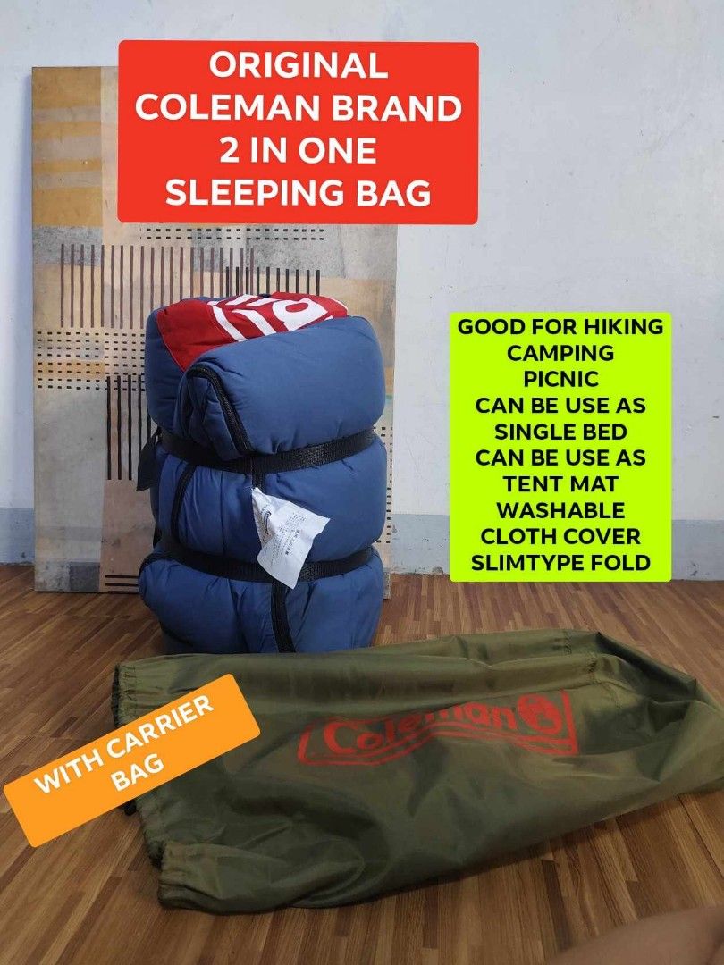 ORIGINAL COLEMAN BRAND 2 IN 1 SLEEPING BAG IMPORTED FROM JAPAN Sports Equipment Hiking Camping on Carousell