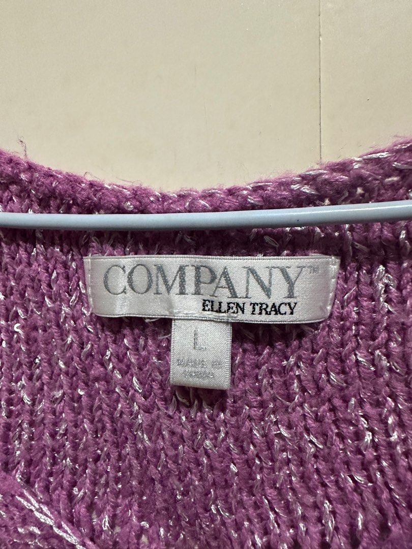 Purple Knitted Top (Category: Coats, Jackets and Outerwear) located in Manila. Submitted by eeceec (Listing ID 1328401422, Image 3). Description: Purple Knitted Top Company Ellen Tracy Large in tag but fits up to XXL Best worn with heattech. Very elegant when worn. Flaw: Loose thread/knot at the back. Please see photos for reference. .