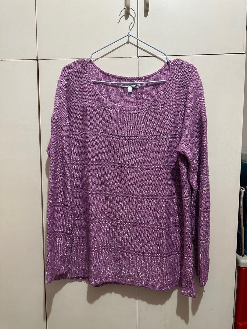 Purple Knitted Top (Category: Coats, Jackets and Outerwear) located in Manila. Submitted by eeceec (Listing ID 1328401422, Image 1). Description: Purple Knitted Top Company Ellen Tracy Large in tag but fits up to XXL Best worn with heattech. Very elegant when worn. Flaw: Loose thread/knot at the back. Please see photos for reference. .