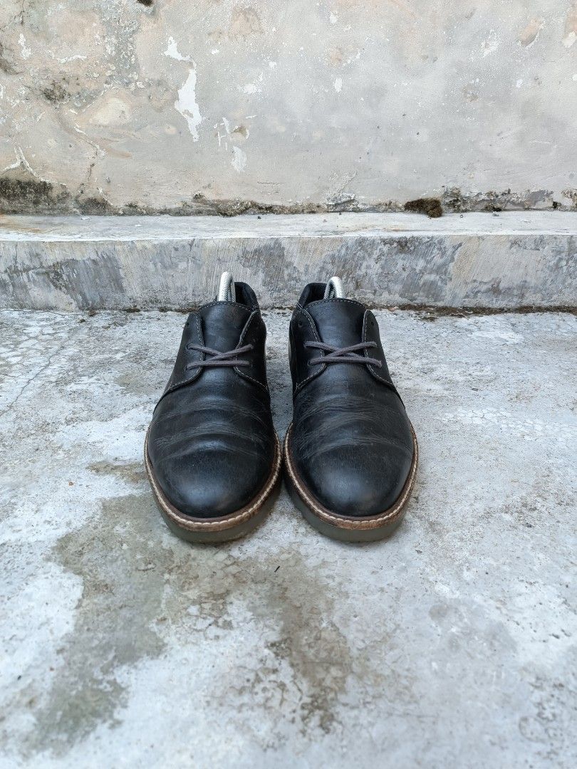 SEPATU FORMAL SIZE 40 25 CM CLARKS GRANDIN PLAIN BLACK LEATHER || BEKAS  ORIGINAL