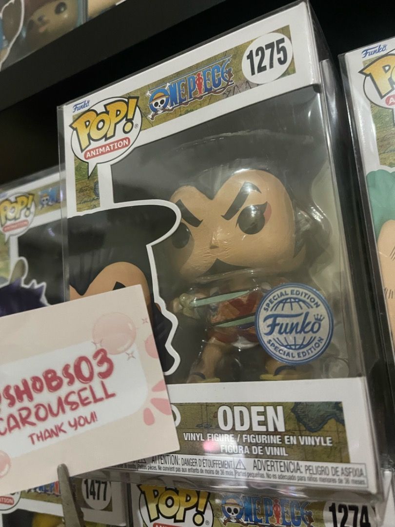 1275 - Oden One Piece Funko (Category: Designer & Blind Box Toys) located in Manila. Submitted by shobs03 (Listing ID 1323662363, Image 1). Description: Box condition around 9-9.5/10 NOOB, with prot San Andres Bukid Manila MOP: BDO/BPI/LANDBANK/GCASH/MAYA MOD: LALAMOVE/GRAB Shipping shouldered by the buyer For meet ups: add 50 and downpayment of 300 (non-refundable) Payment First :) .