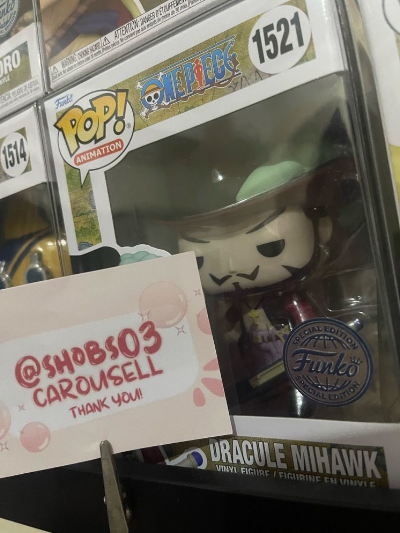 1521 - Dracule Mihawk One Piece Funko (Category: Designer & Blind Box Toys) located in Manila. Submitted by shobs03 (Listing ID 1323663717, Image 1). Description: Box condition around 9-9.5/10 NOOB, with prot San Andres Bukid Manila MOP: BDO/BPI/LANDBANK/GCASH/MAYA MOD: LALAMOVE/GRAB Shipping shouldered by the buyer For meet ups: add 50 and downpayment of 300 (non-refundable) Payment First :) .