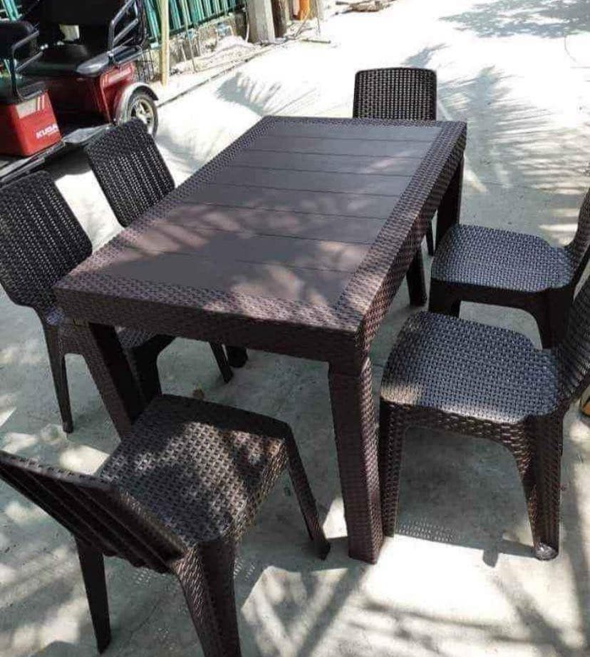 ✷ Dining set rattan table and chairs‼️ (Category: Tables & Sets) located in Manila. Submitted by katttt214 (Listing ID 1323742347, Image 3). Description: Plastic rattan table and chairs‼️ same day deliver ❉ rattan table and chairs‼️ 2 seater 4 seater 6 seater 8 seater ❍brand new ❍ plastic rattan cod or gcash.