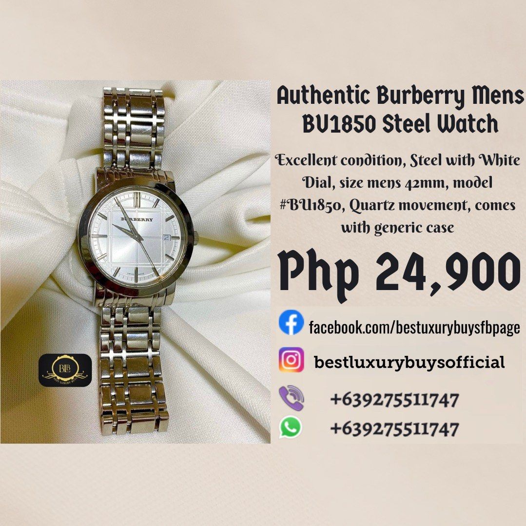 Authentic Burberry 42mm BU1850 Steel Watch Mens Womens Luxury Watches on Carousell