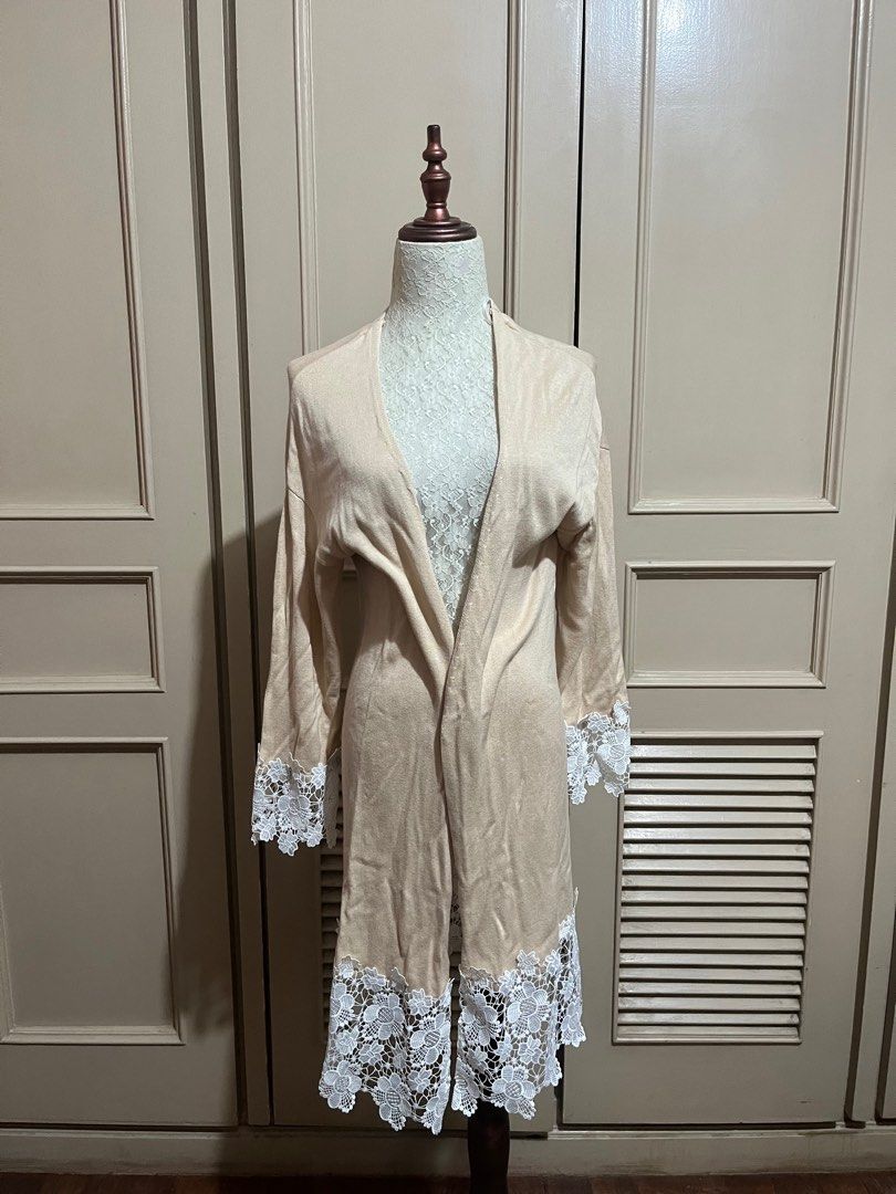 Beige Lace Cardigan Women s Fashion Coats Jackets and Outerwear on Carousell