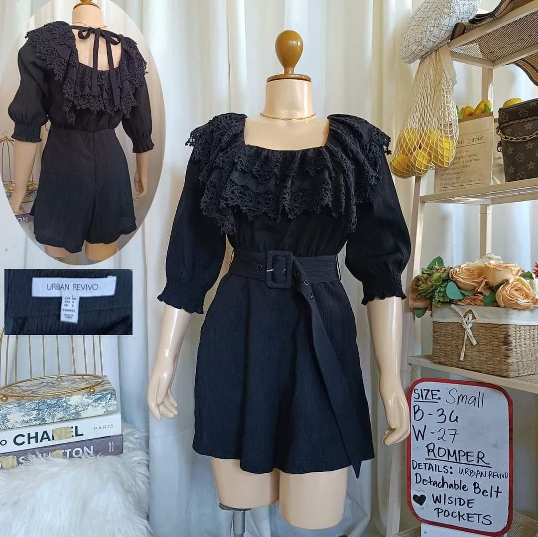 Black lace romper shorts online
