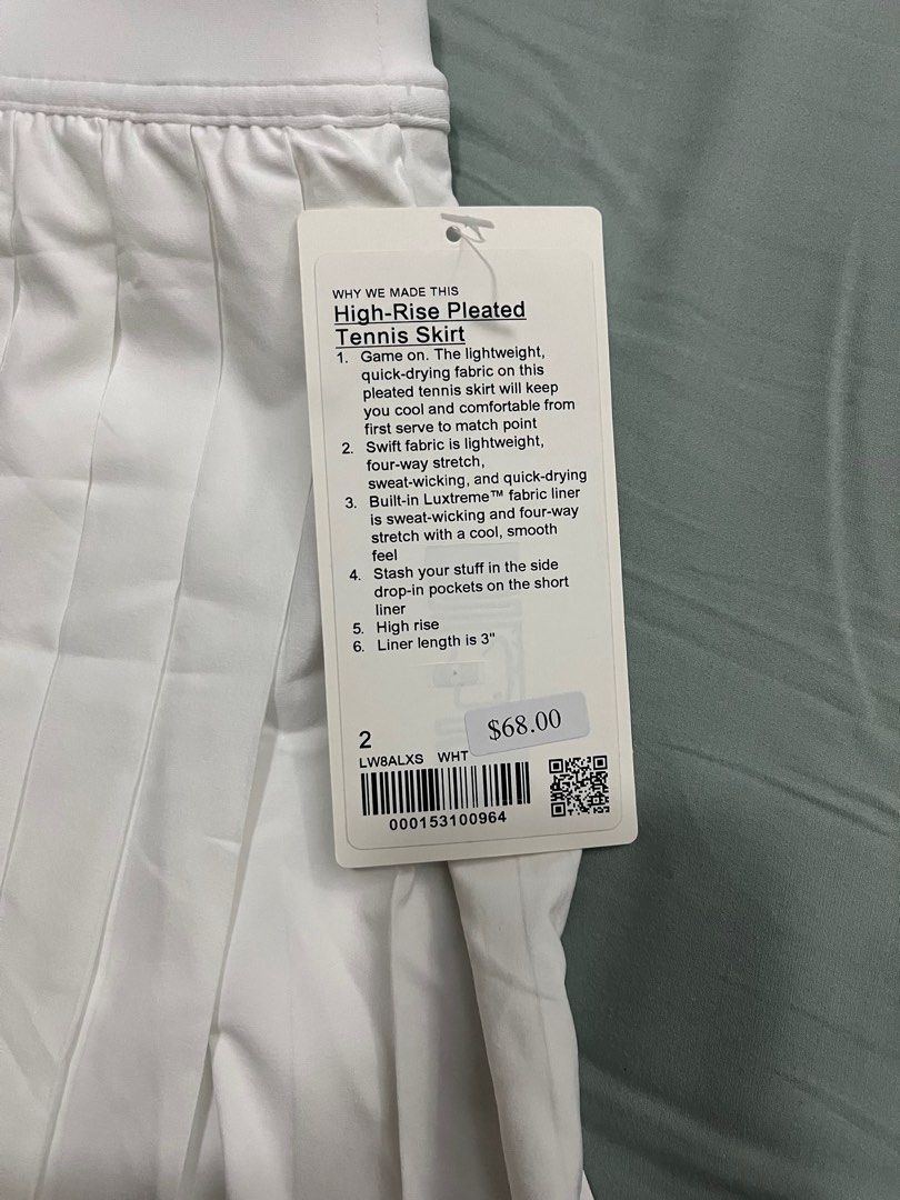 Lululemon white tennis skirt size 2 online