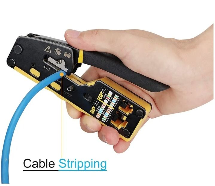 Cat7 Cat6 Cat5e RJ45 Crimping Tool Pass Through Set Crimper Pliers With ...