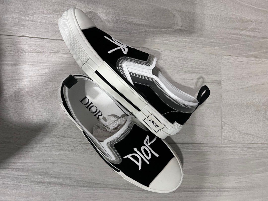dior x stussy slip on