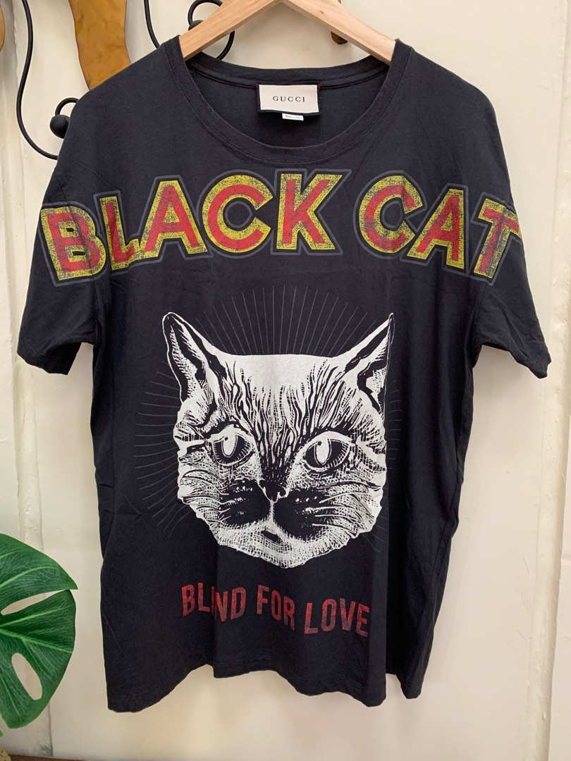 Gucci Black Cat Blind For Love shirt Luxury Apparel on Carousell