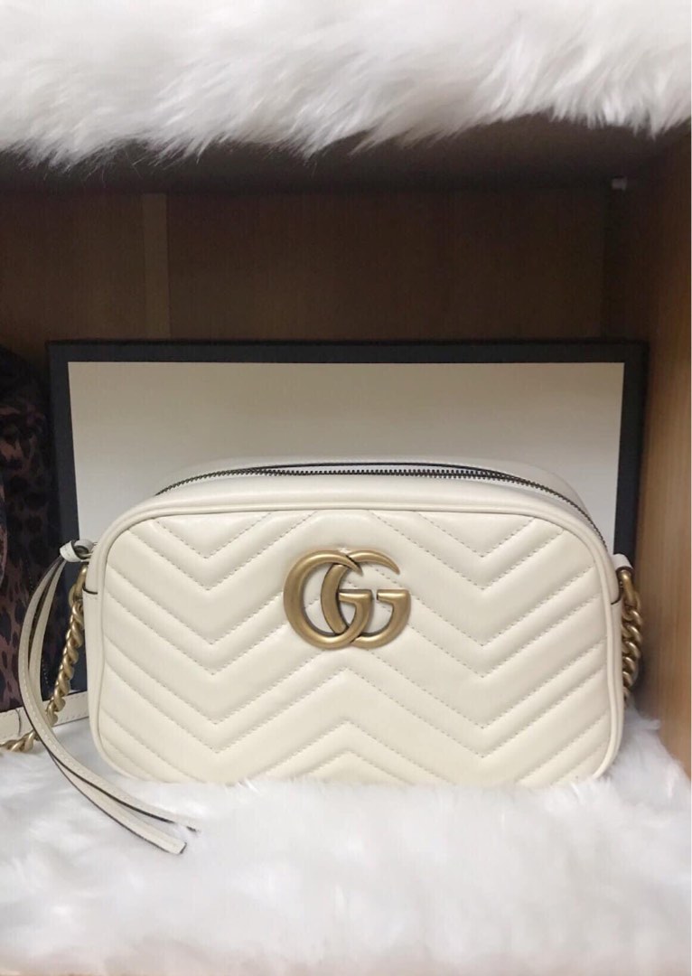 Gucci GG Marmont Matelasse Small White Camera Bag Luxury Bags Wallets on Carousell