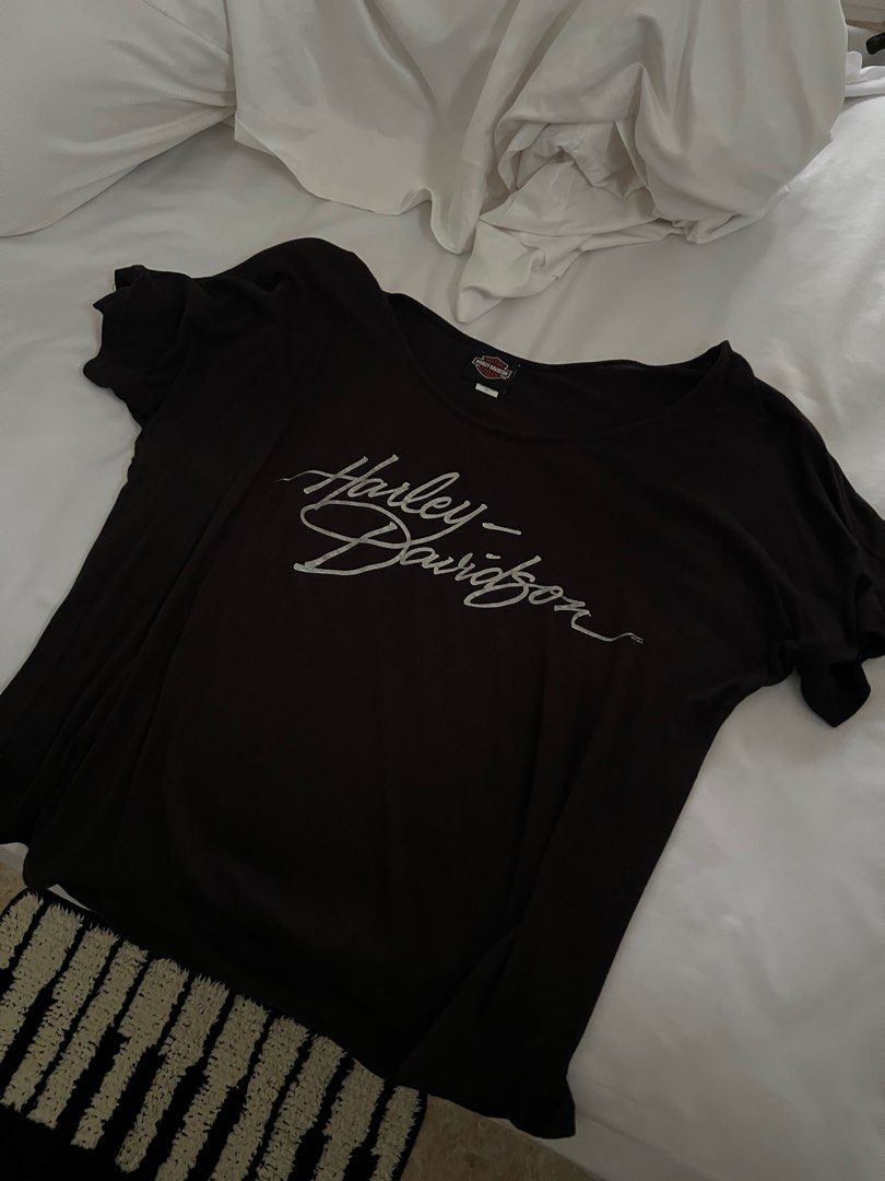 Harley Davidson Off Shoulder Top Women s Fashion Tops Shirts on Carousell
