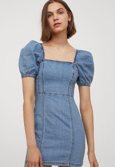 white christmas dresses Full Size Ruffled Round Neck Cap Sleeve Denim Dress – Malyn Grace