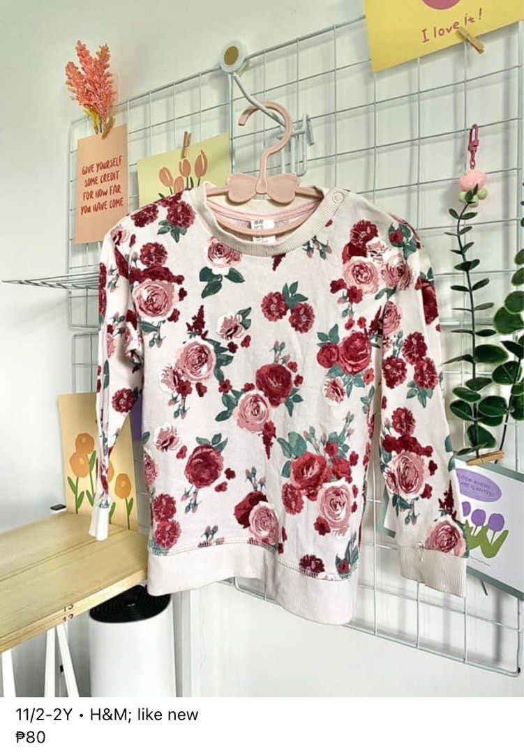 H M sweatshirt floral 1 2Y Babies Kids Babies Kids Fashion on Carousell