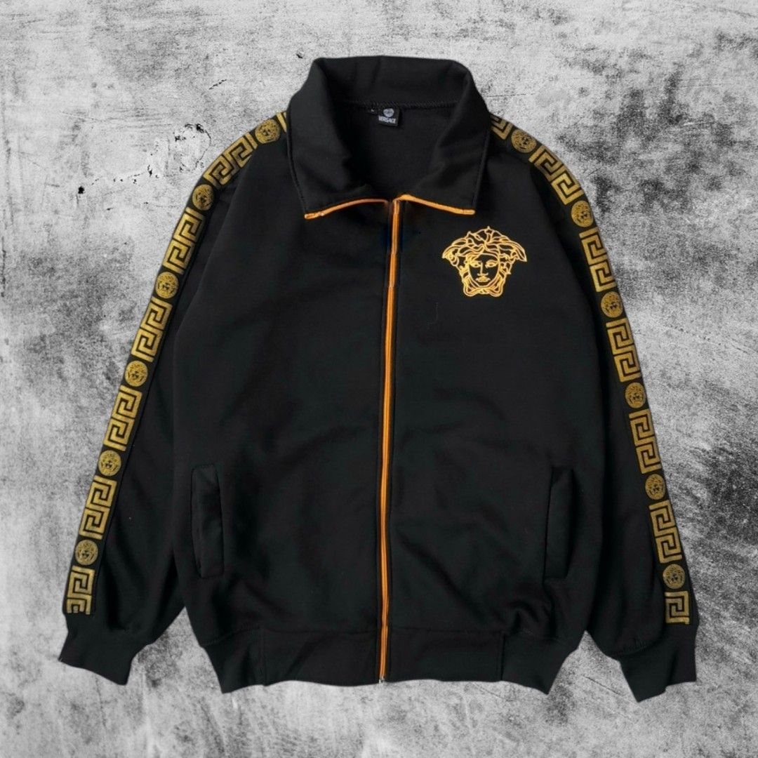 Jaket Tracktop Versace Medusa Taped Gold Hitam