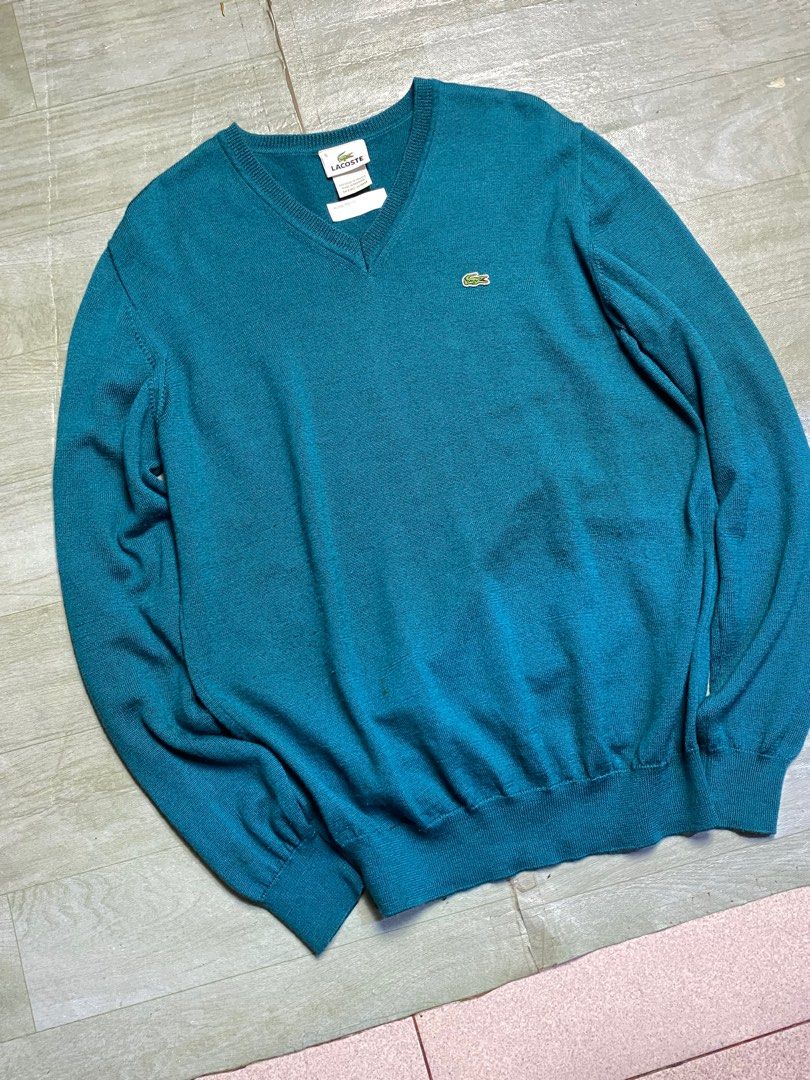 Lacoste V neck Knitwear Sweater Wool Rajut Vintage Jaket Casual Jacket