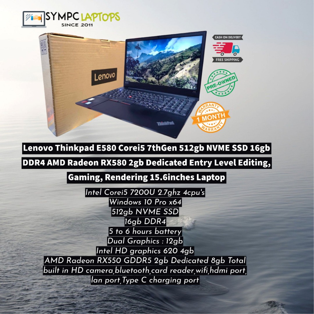 Lenovo Thinkpad E580 Corei5 7thGen 512gb NVME SSD 16gb DDR4 AMD Radeon ...