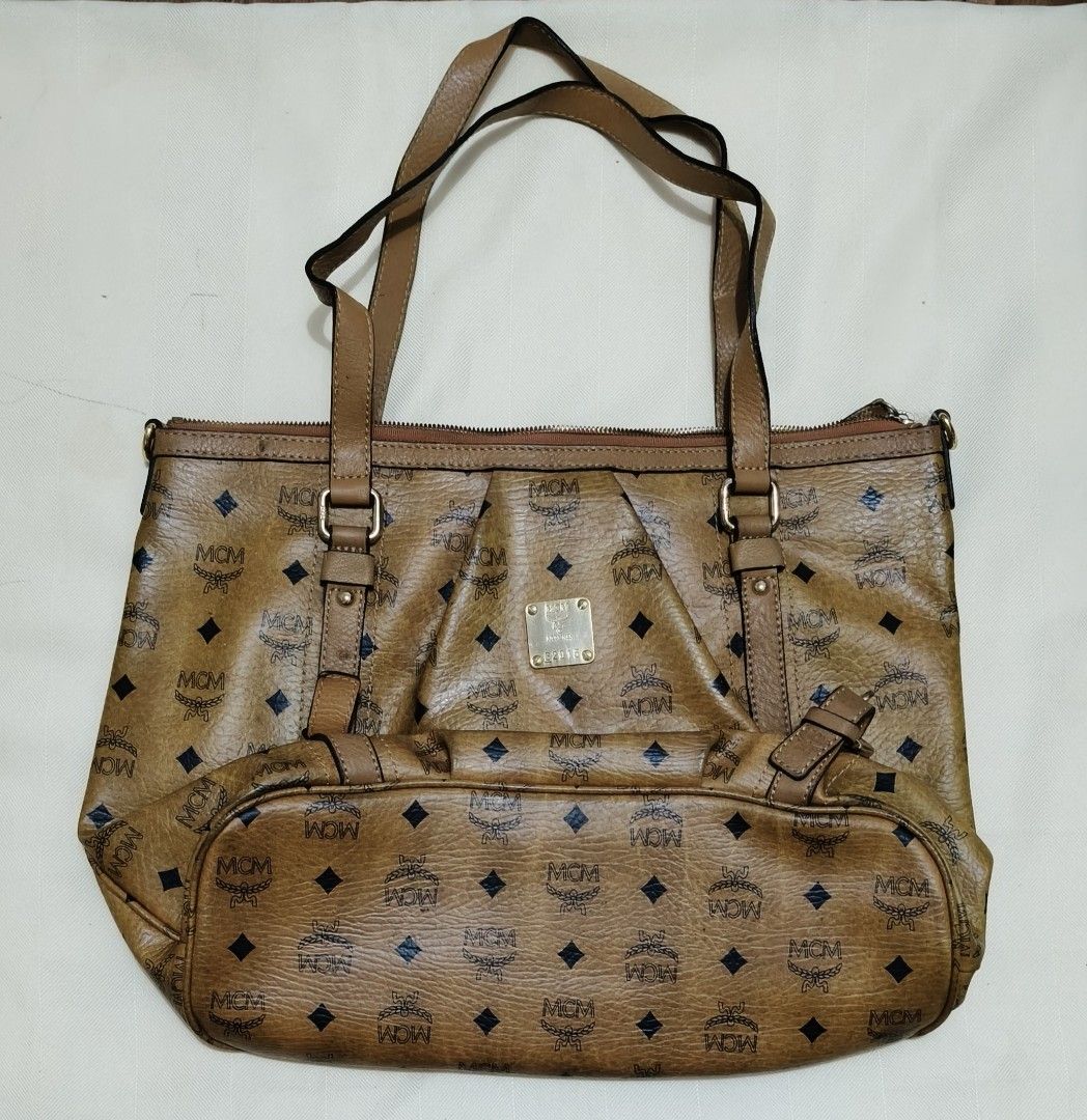 MCM Cognac Tote Bag (Category: Luxury Bags & Wallets) located in Manila. Submitted by choudai (Listing ID 1323783280, Image 1). Description: Original MCM Cognac Visetos Logogram Tote Bag.