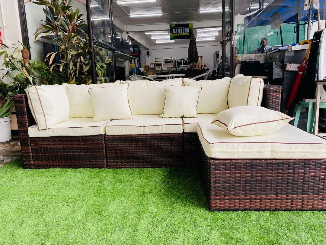 Mini Synthetic Rattan L Type Wicker Sofa Set (Category: Sofas) located in Muntinlupa City. Submitted by aussie.surplustore (Listing ID 1323673254, Image 2). Description: Mini Synthetic Rattan L Type Wicker Sofa Set Surplus from Australia We are available online and thru our physical store located at: 👉MUNTINLUPA For more info direct message or call me: ➡️Salestaff: JANINE ➡️Number: 0948 098 5387.