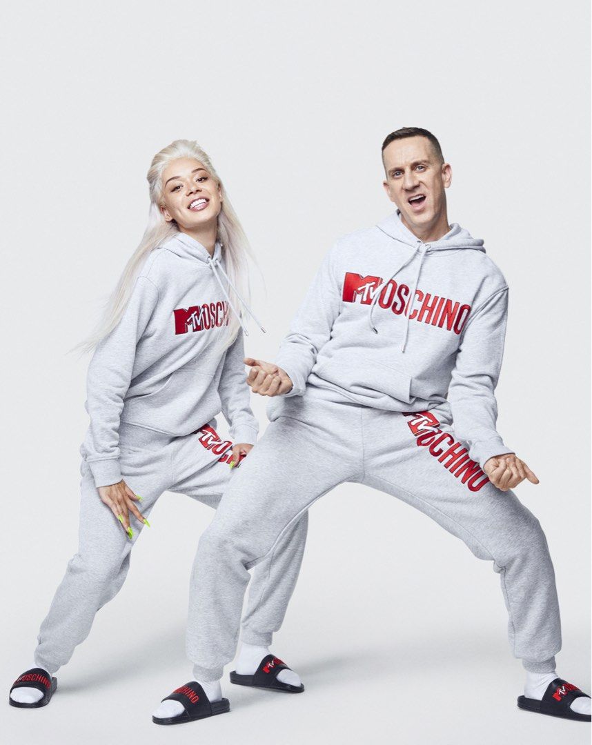 MOSCHINO x H M Embroidered Jogger Pants Grey