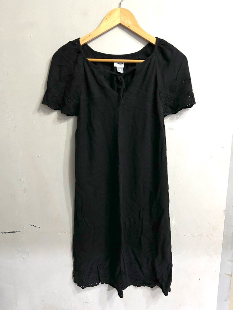 OLD Navy linen blend black dress, Women's Fashion, Dresses & Sets, Dresses  on Carousell