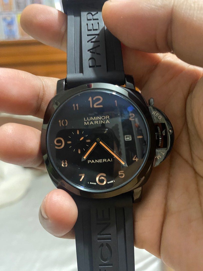 Pam Luminor Marina Quartz (Category: Men's Watches) located in Cainta. Submitted by xtiant (Listing ID 1323825766, Image 2). Description: 44mm goods na goods yan on hand quartz not automatic mas mahal ganun comes with simple box unahan nlng.