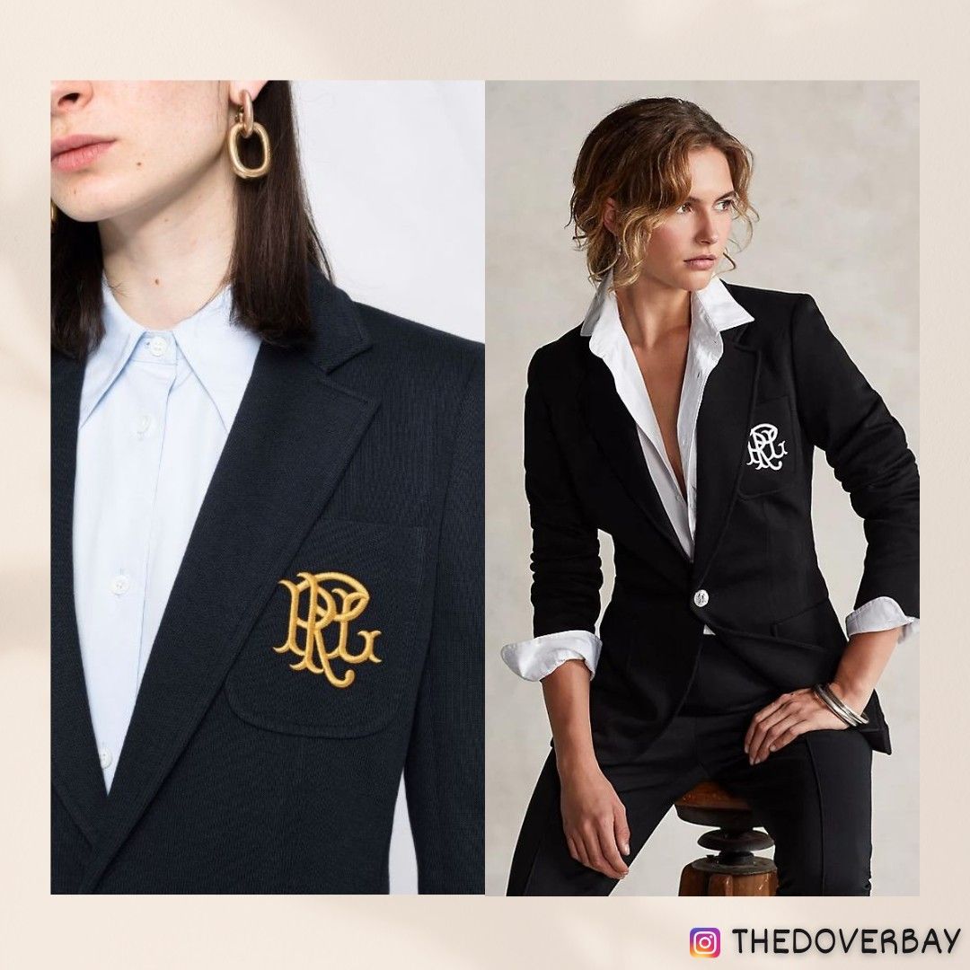 Polo Ralph Lauren embroidered monogram double knit blazer Women s Fashion Coats Jackets and Outerwear on Carousell
