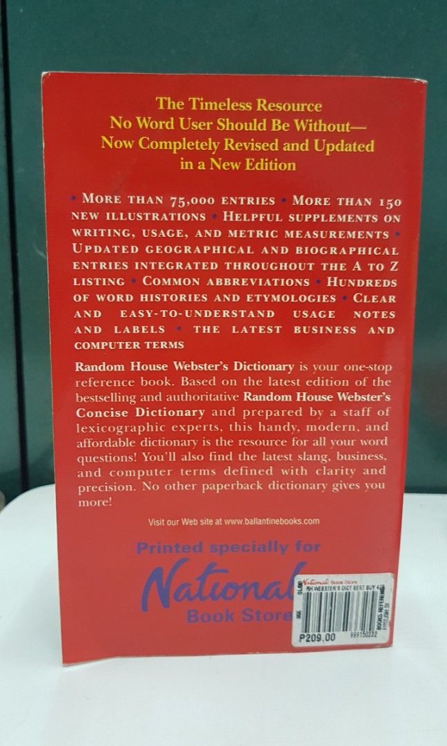 Random House Webster's Dictionary (Category: Textbooks) located in Quezon City. Submitted by whizdepot (Listing ID 1321135273, Image 2). Description: Random House Webster's Dictionary The Right Word Everytime .