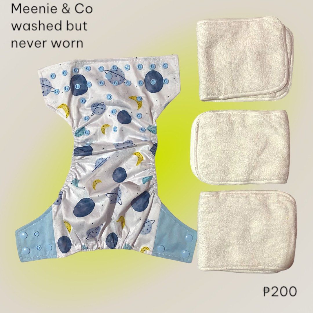 Reusable Diapers with Inserts (Category: Diapers & Baby Wipes) located in Caloocan City. Submitted by chicsacsmanila (Listing ID 1323774782, Image 1). Description: Washed but never used. LAST PRICE ALREADY. Pls pardon me if I wont reply to messages asking for LAST PRICE. Just decluttering. My items are fairly priced already and am working full time so I might take time to reply to inquiries and might not be able to provide more pictures or reply 