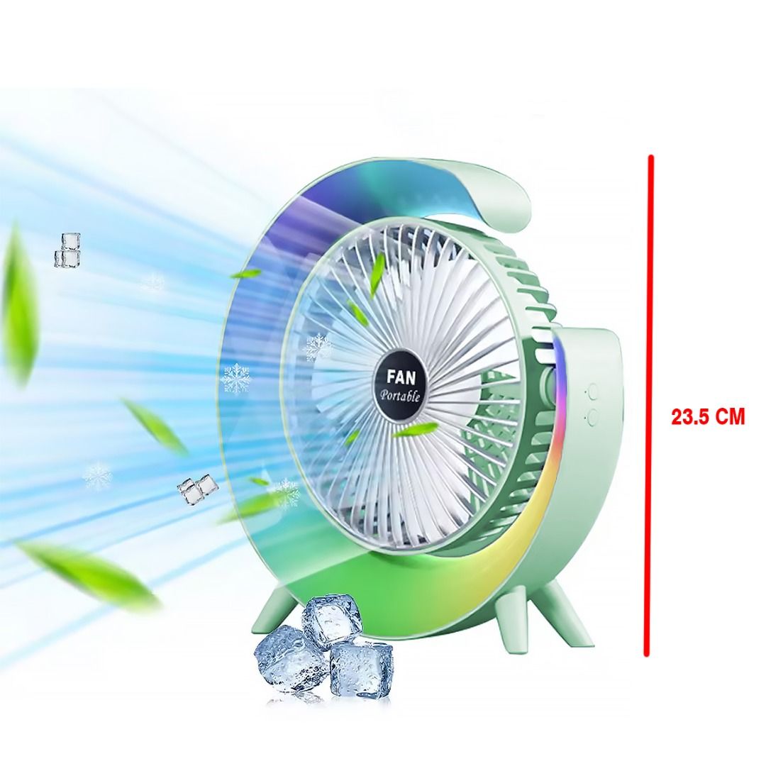 RGB Colorful Desktop Fan LED Cooling Fan USB Rechargeable 3-speed ...