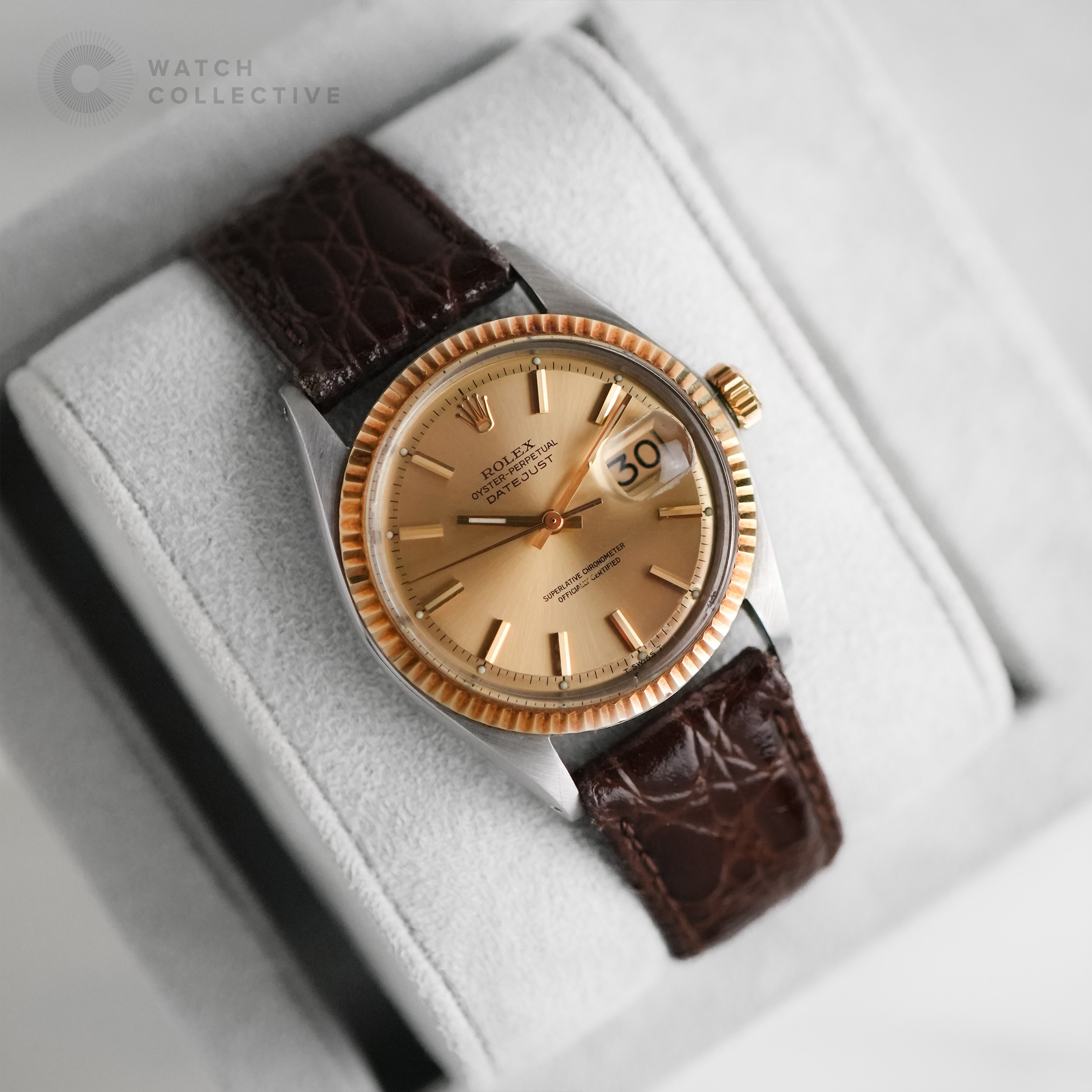 Rolex datejust two tone leather strap clearance
