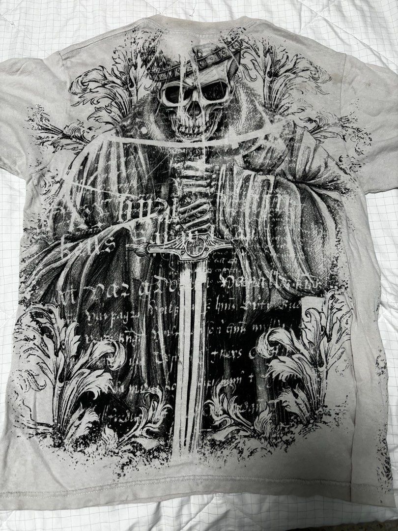 skull y2k grunge affliction like tee, Men's Fashion, Tops skull y2k grunge affliction like tee, Men's Fashion, Tops