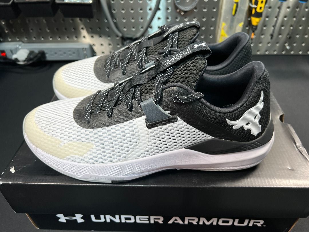 Under Armour Project Rock BSR 2 Training Shoes (Category: Sneakers) located in Caloocan City. Submitted by aquinasramonrcb (Listing ID 1323713376, Image 3). Description: - Used twice in Anytime Fitness Gym RFS: Change to Slipspeed --------- Official Footwear of UFC Lightweight, breathable airmesh upper with stretch & structure where you need it Additional midfoot lockdown & support with webbing & eyelet structure Charged Cushioning® midsole absor