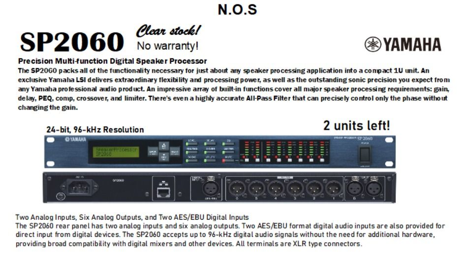 Yamaha Speaker Processor Yamaha SP2060 1U Digital Speaker